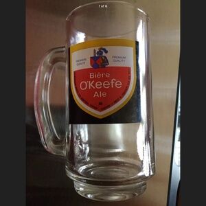 Vintage Biere O'Keefe Ale Beer Mug Glass Stein Collector Red Yellow Canada